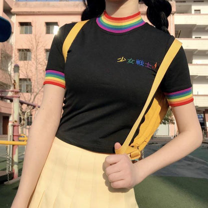 Rainbow Collar "Youth" Top by White Market