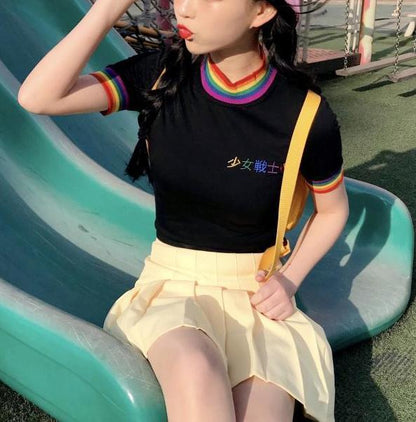 Rainbow Collar "Youth" Top by White Market