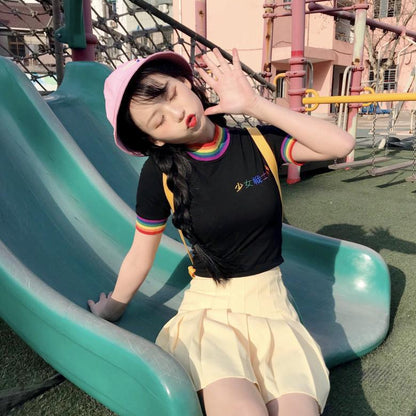 Rainbow Collar "Youth" Top by White Market