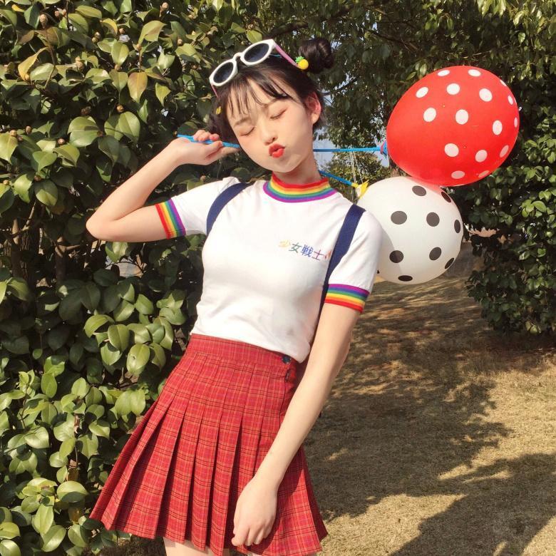 Rainbow Collar "Youth" Top by White Market