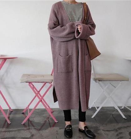 Long Knit Unisex Cardigan by White Market