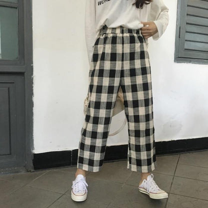 Plaid Wide Leg Weekend Pants by White Market