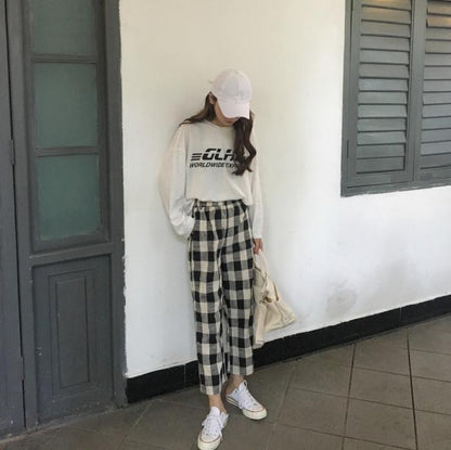 Plaid Wide Leg Weekend Pants by White Market