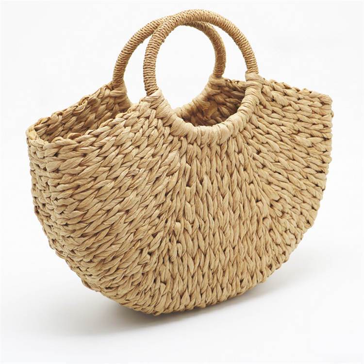 Half Crescent Woven Straw Beach Bag by White Market