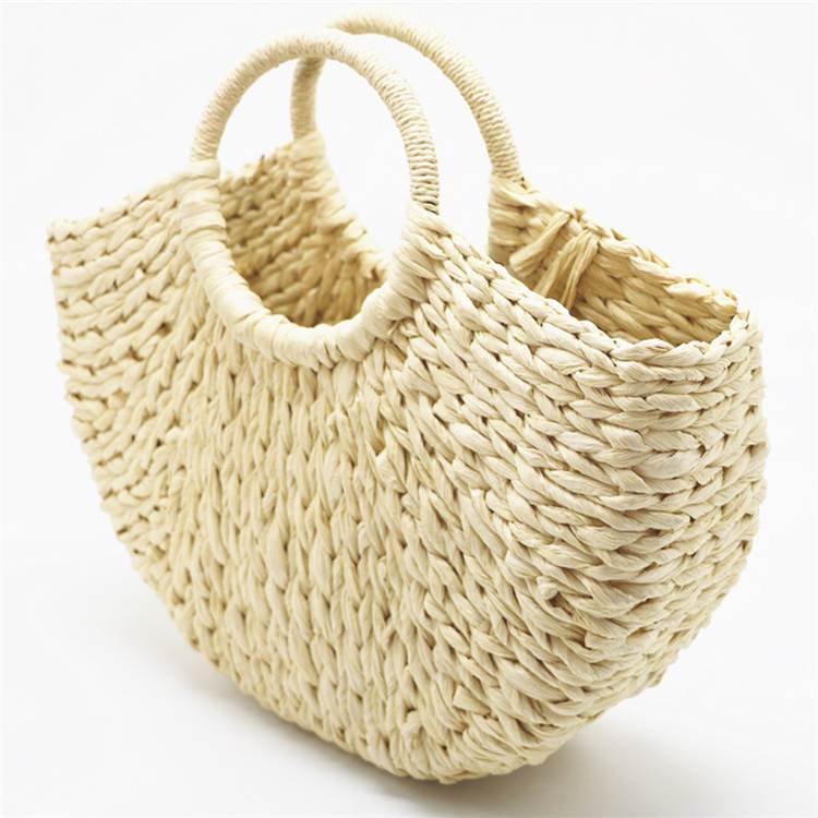 Half Crescent Woven Straw Beach Bag by White Market