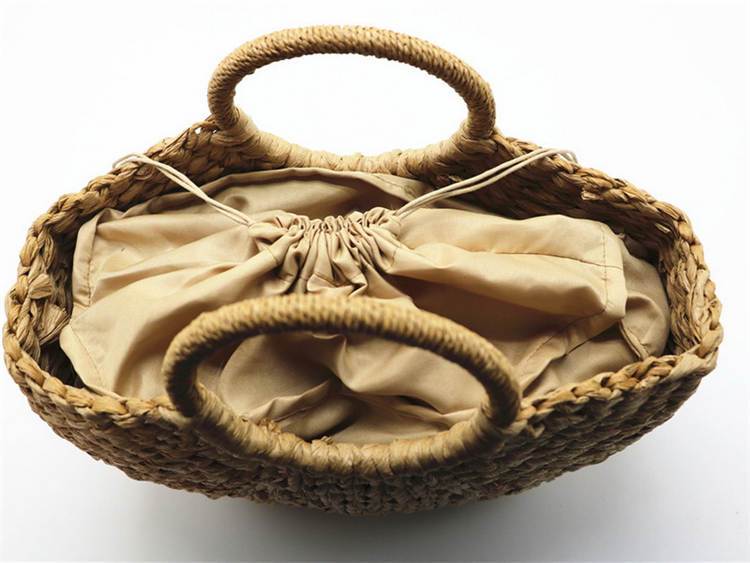 Half Crescent Woven Straw Beach Bag by White Market