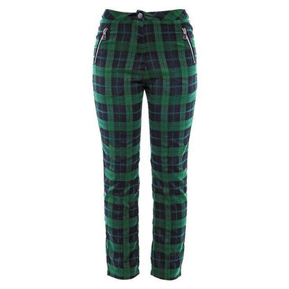 Green Plaid Trousers With Zipper Pockets by White Market