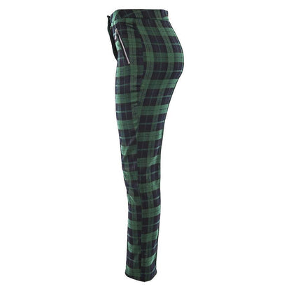 Green Plaid Trousers With Zipper Pockets by White Market