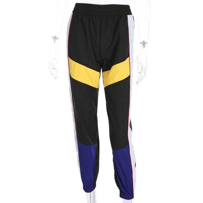 Primary Color Spliced High Waisted Trousers by White Market