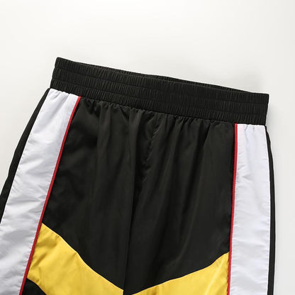 Primary Color Spliced High Waisted Trousers by White Market