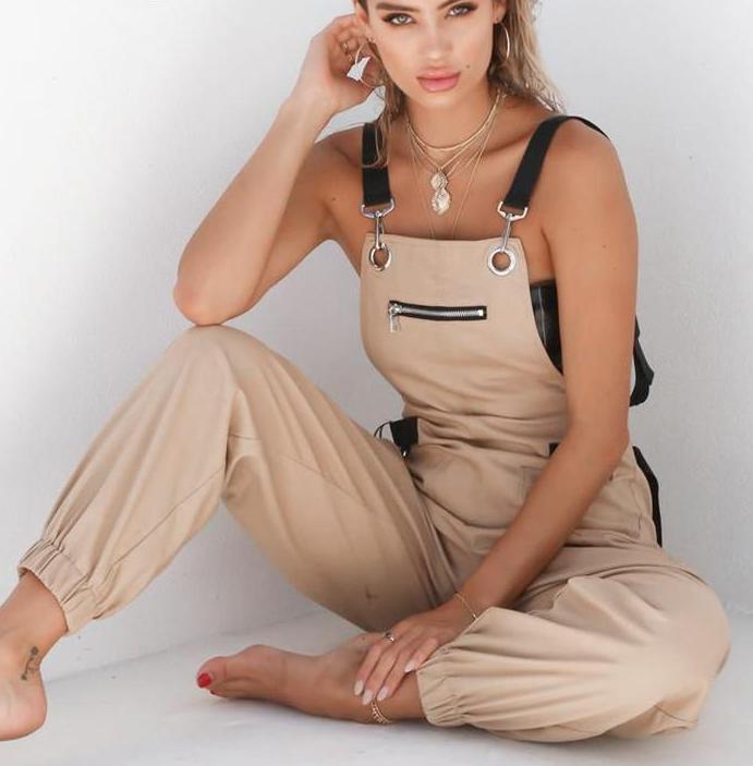 Khaki Cargo Overalls by White Market