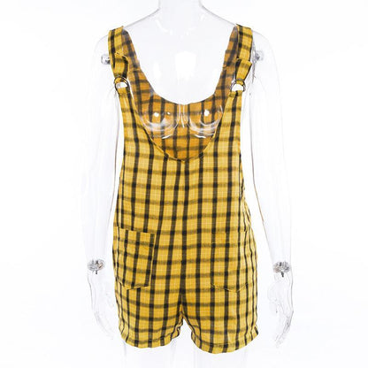 Plaid Overalls by White Market