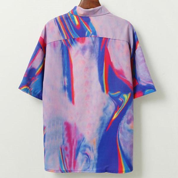 Short Sleeve Technicolor Button Up Shirt by White Market