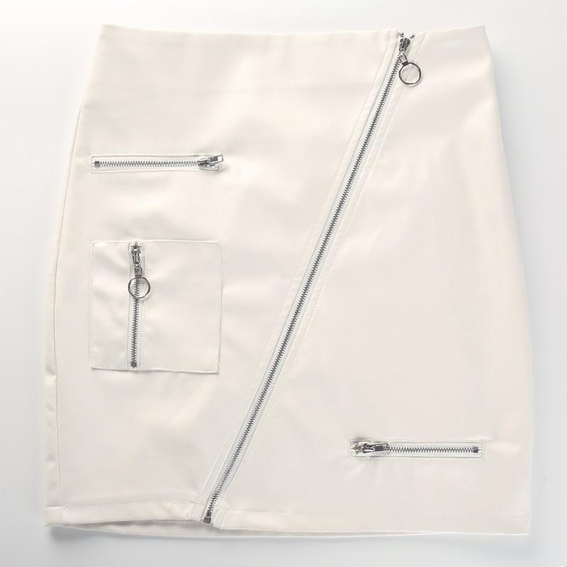Asymmetrical High Waisted Zip Skirt by White Market