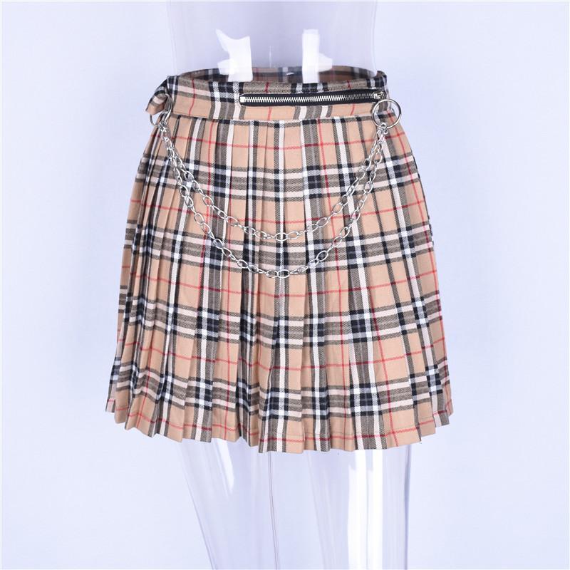 Plaid Skirt With Chain by White Market