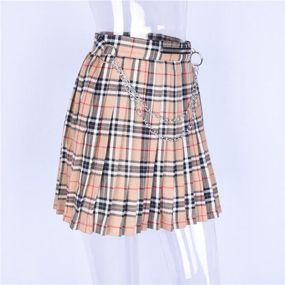 Plaid Skirt With Chain by White Market