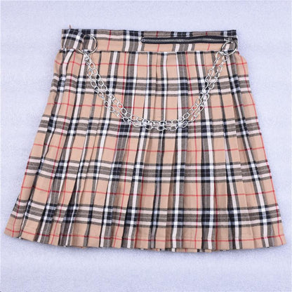 Plaid Skirt With Chain by White Market