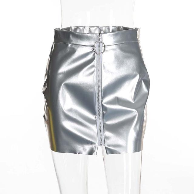 High Waisted Shiny PU Skirts by White Market