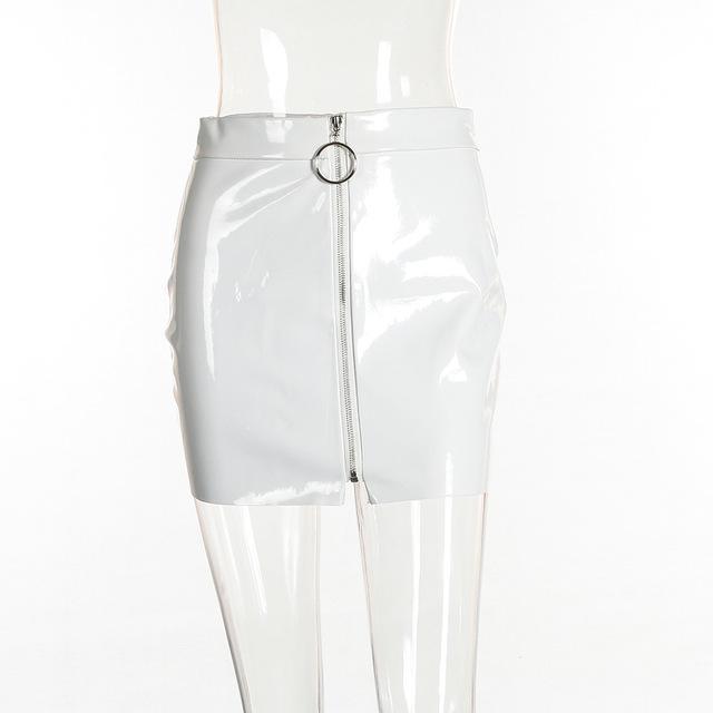 High Waisted Shiny PU Skirts by White Market