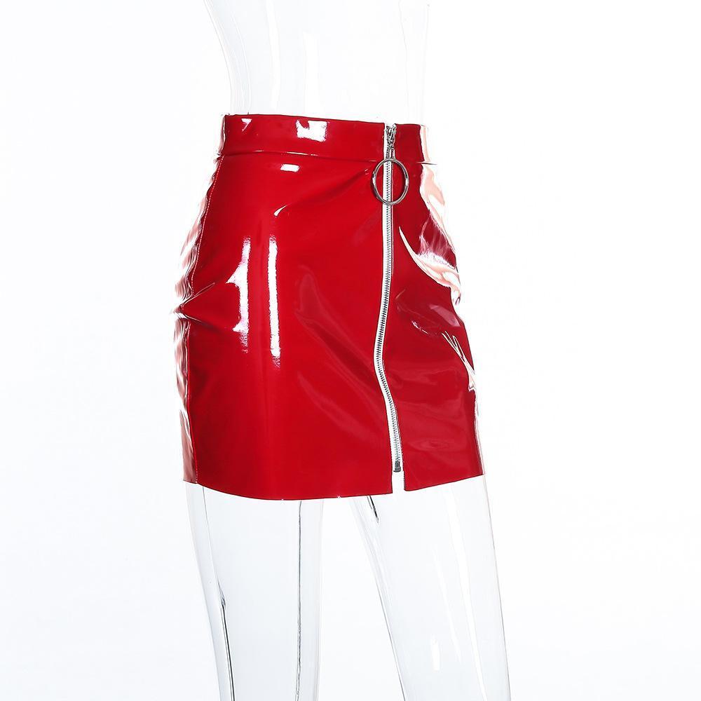 High Waisted Shiny PU Skirts by White Market