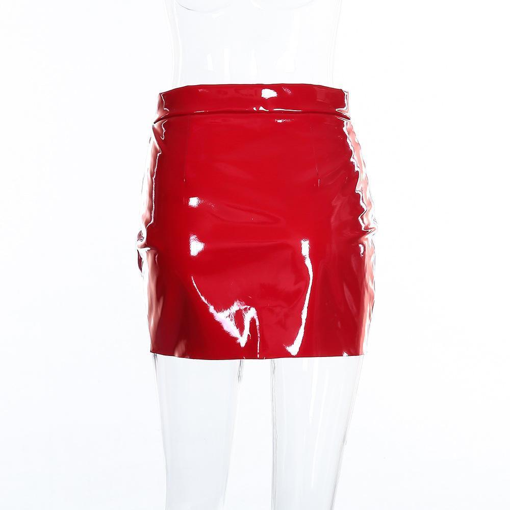 High Waisted Shiny PU Skirts by White Market