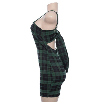 Green Plaid Mini Dress by White Market