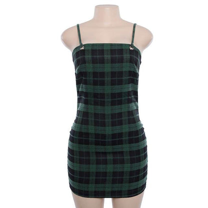 Green Plaid Mini Dress by White Market