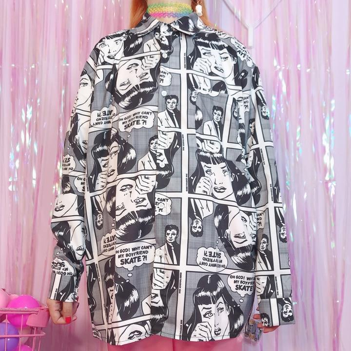 Oversized "Why Can't My BF Skate" Button Up by White Market