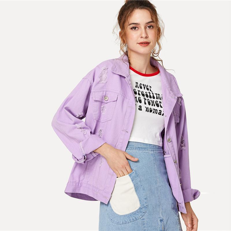 Pastel Purple Distressed Denim Jacket by White Market