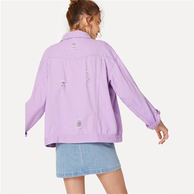 Pastel Purple Distressed Denim Jacket by White Market