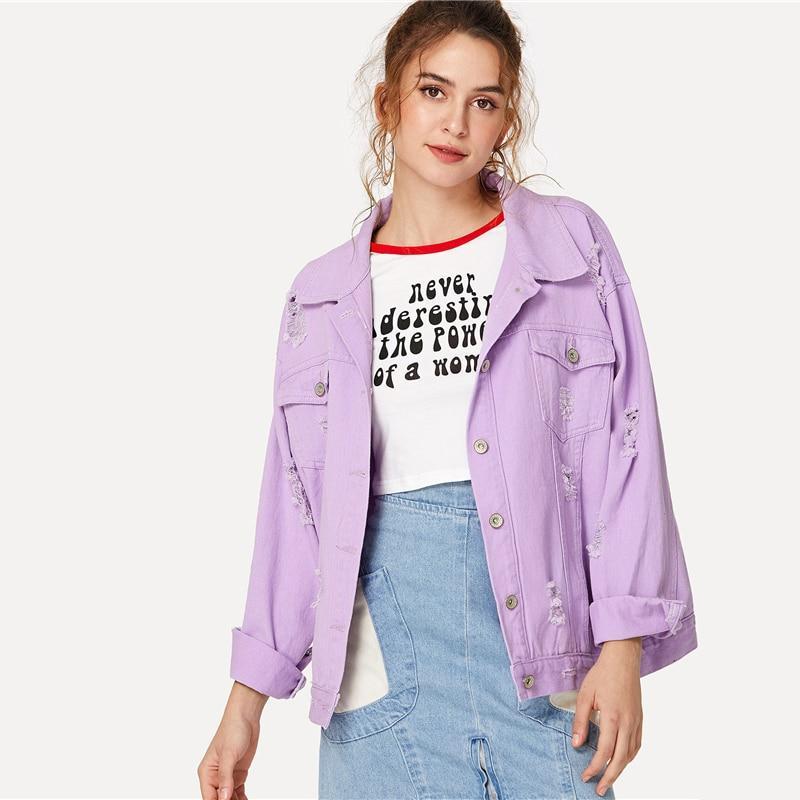 Pastel Purple Distressed Denim Jacket by White Market