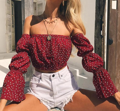 Off The Shoulder Boho Puff Sleeve Top by White Market