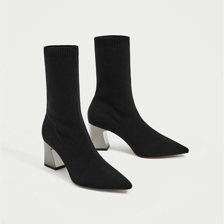 Minimal High Heel Sock Boot by White Market