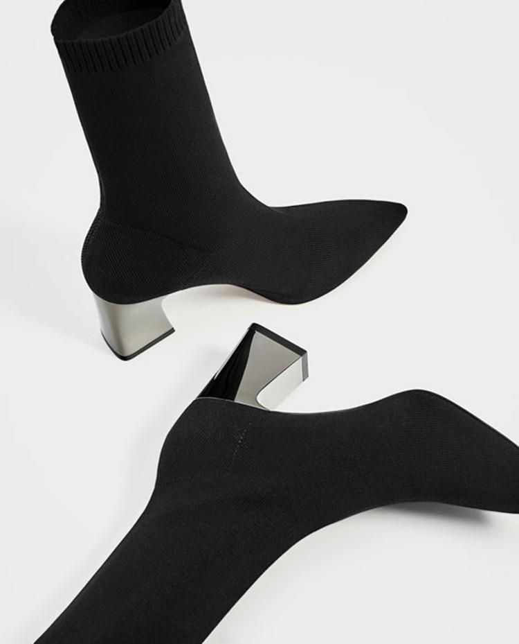 Minimal High Heel Sock Boot by White Market