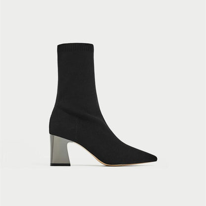 Minimal High Heel Sock Boot by White Market