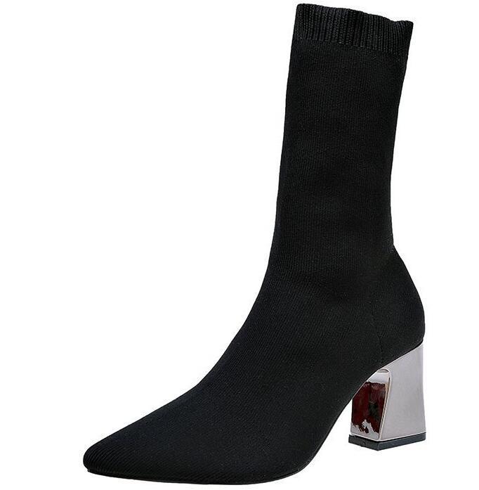 Minimal High Heel Sock Boot by White Market