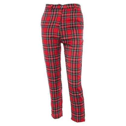 Red Plaid High Waisted Trousers by White Market