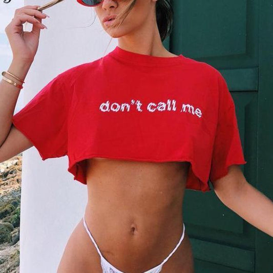 "Don't Call Me" Oversized Crop Top by White Market