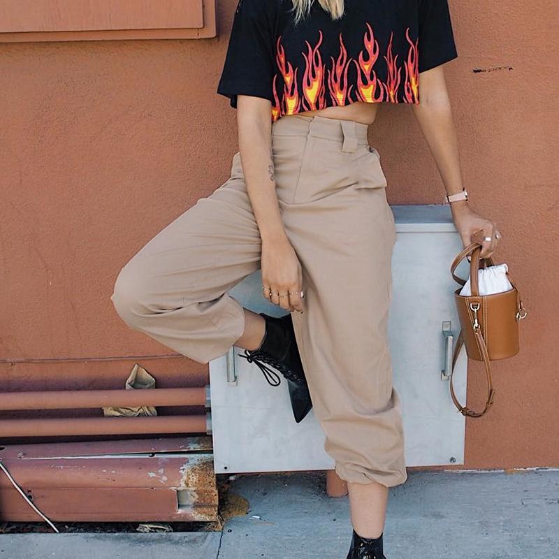 Khaki High Waisted Cargo Pants by White Market