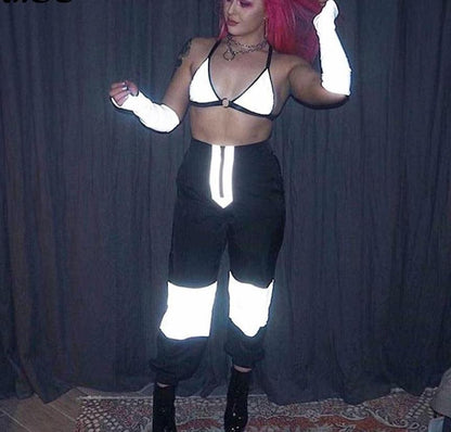 3M Reflective High Waisted Trousers by White Market