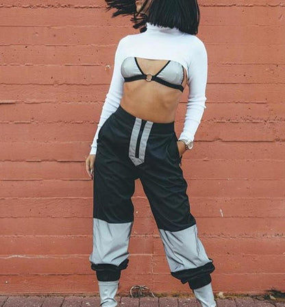 3M Reflective High Waisted Trousers by White Market