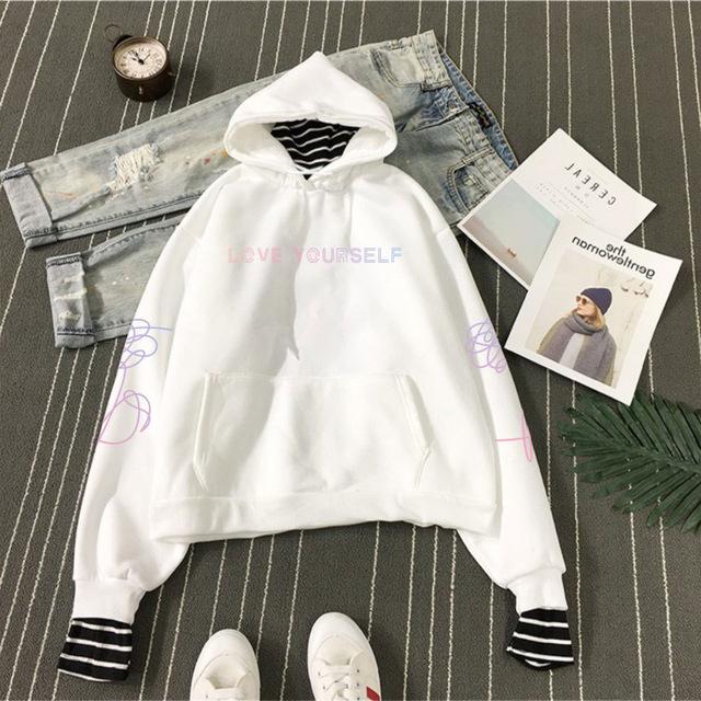 "Love Yourself" Faux Two Layered Hoodie by White Market