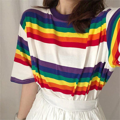 Rainbow Striped Tee by White Market