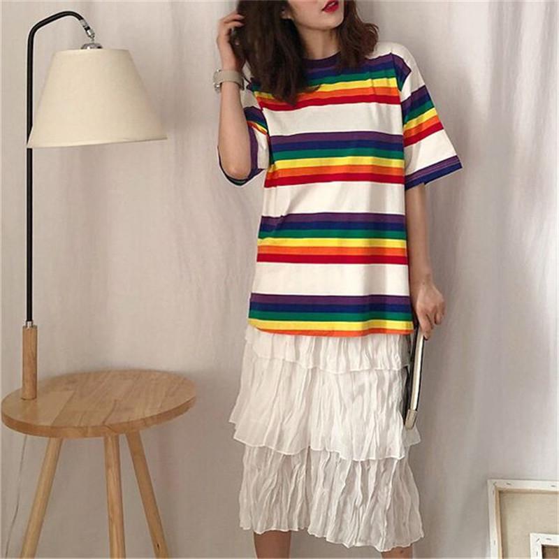 Rainbow Striped Tee by White Market