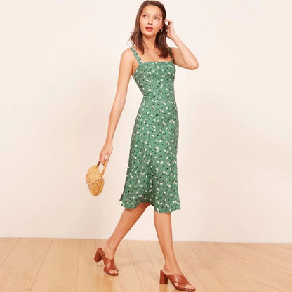 Green Floral Midi Dress by White Market