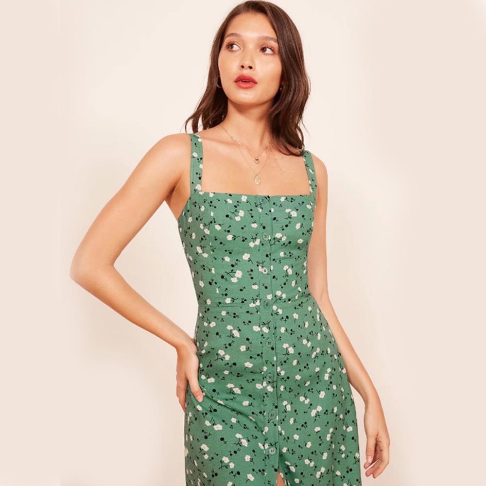 Green Floral Midi Dress by White Market