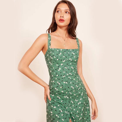 Green Floral Midi Dress by White Market