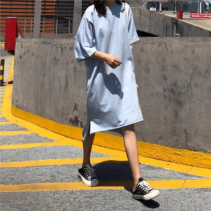 Oversized Basic Tee Shirt Dress by White Market