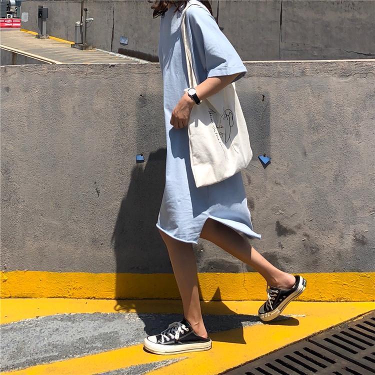 Oversized Basic Tee Shirt Dress by White Market