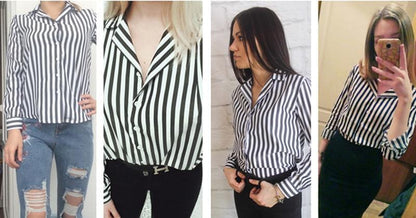 Striped Long Sleeved Blouse by White Market